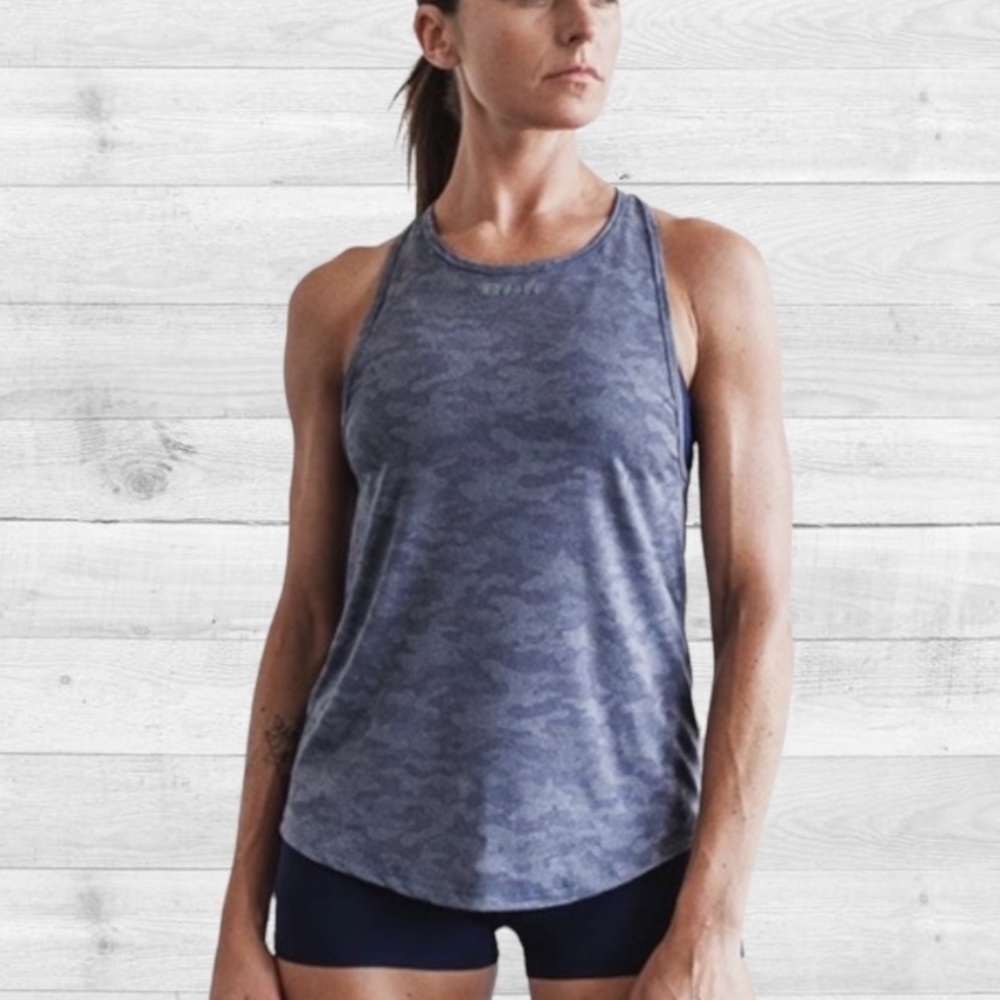 NoBull Gray Camo Racerback Lightweight Textured Tank